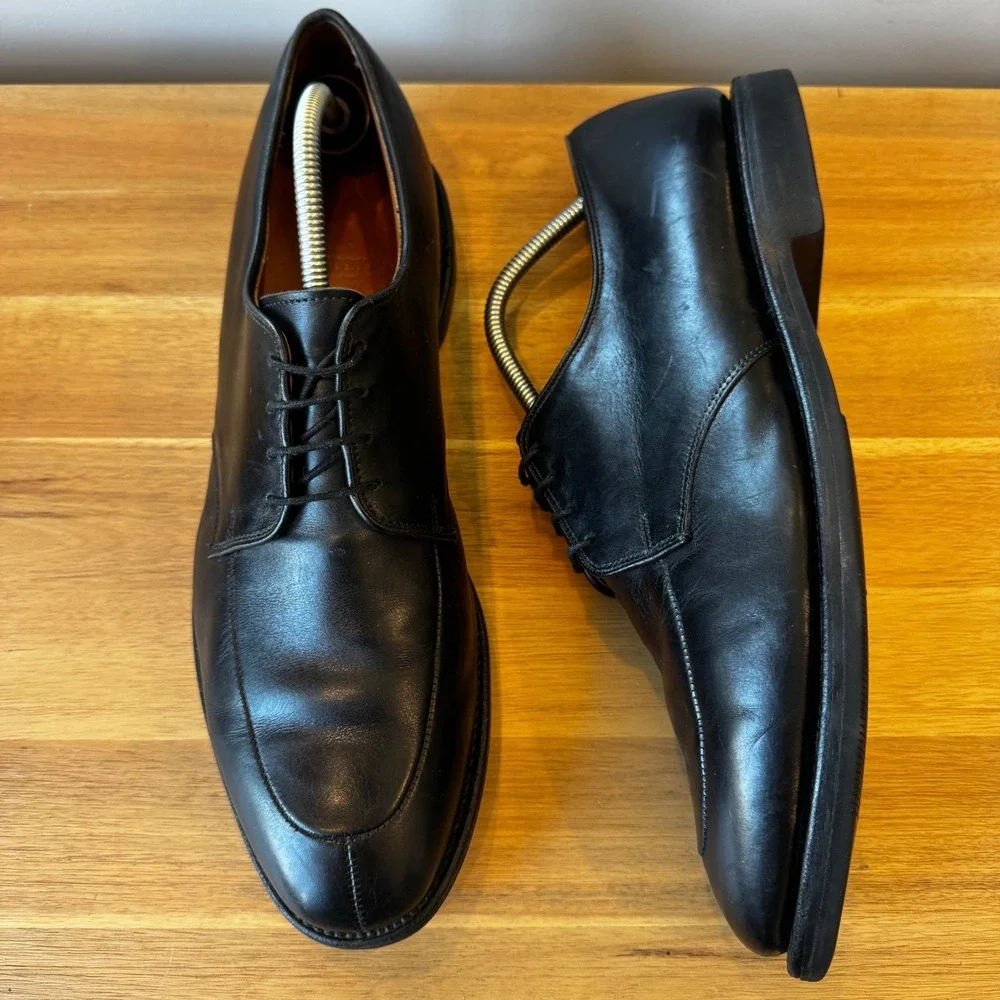 Allen Edmonds‎ Kennett Men 12 C Black Leather Moc Toe Blucher Dress Shoes